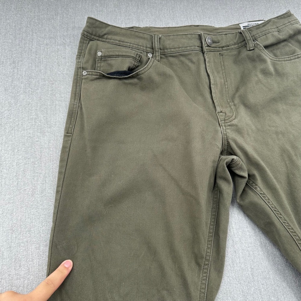 Buffalo David Bitton Archer Slim Pants Mens 38x34 Green Stretch Chino Casual - Picture 4 of 8